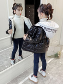 Kapuutsiga musta värvi laste talvejope tüdrukutele