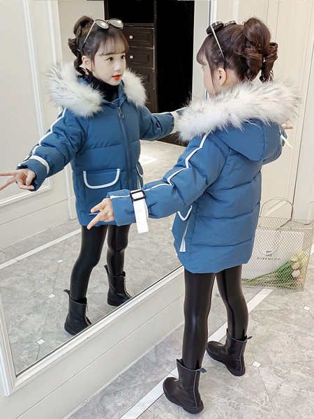 Χειμερινό παιδικό μπουφάν για κορίτσια με κουκούλα - ένα μακρύ μοντέλο