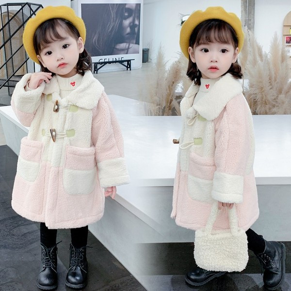 Παιδικό παλτό με κουμπιά και τσέπες για κορίτσια