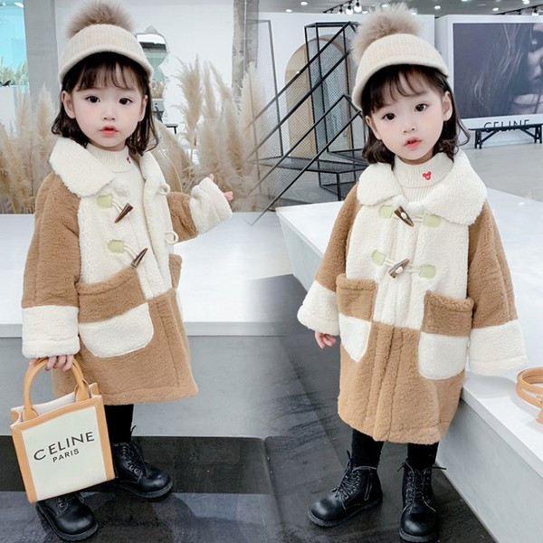 Παιδικό παλτό με κουμπιά και τσέπες για κορίτσια