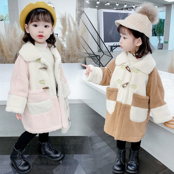 Παιδικό παλτό με κουμπιά και τσέπες για κορίτσια