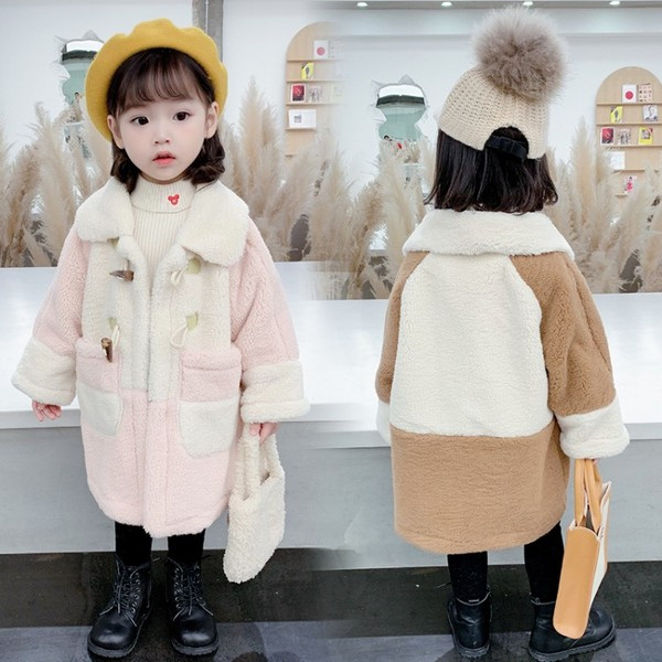 Παιδικό παλτό με κουμπιά και τσέπες για κορίτσια