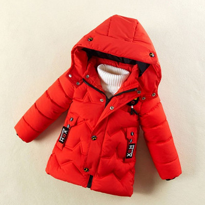 Talvine kapuutsiga ja embleemiga laste jope poistele