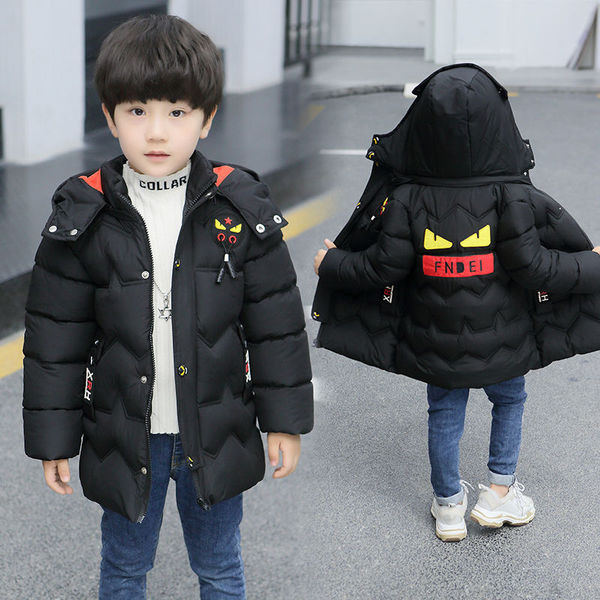 Talvine kapuutsiga ja embleemiga laste jope poistele