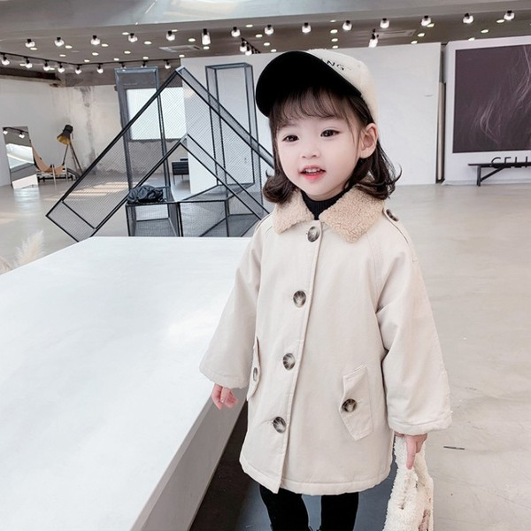 Μοντέρνο παιδικό παλτό με κουμπιά - για κορίτσια