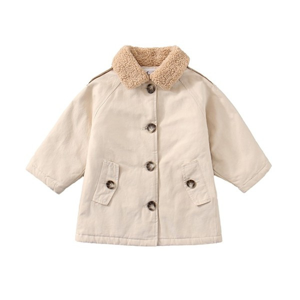 Μοντέρνο παιδικό παλτό με κουμπιά - για κορίτσια