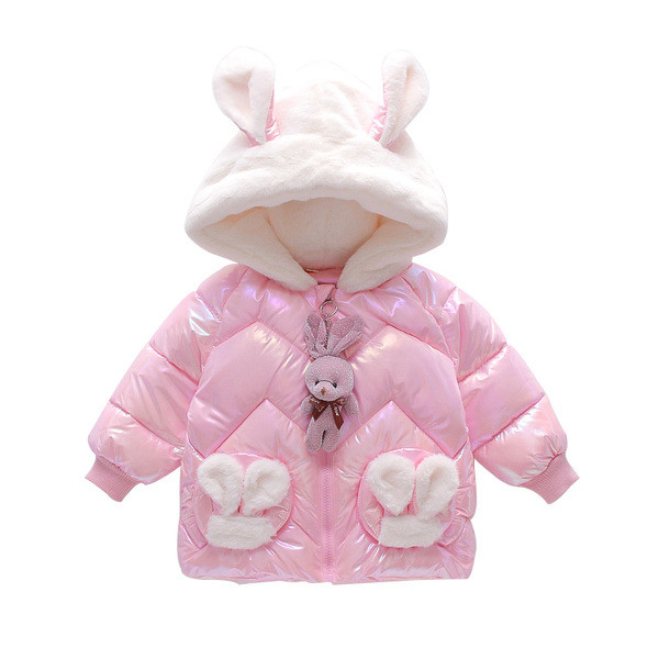 Kapuutsiga ja 3D elemendiga talvine laste jope tüdrukutele