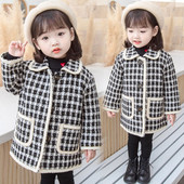 Παιδικό παλτό καρό με τσέπες και κουμπιά για κορίτσια