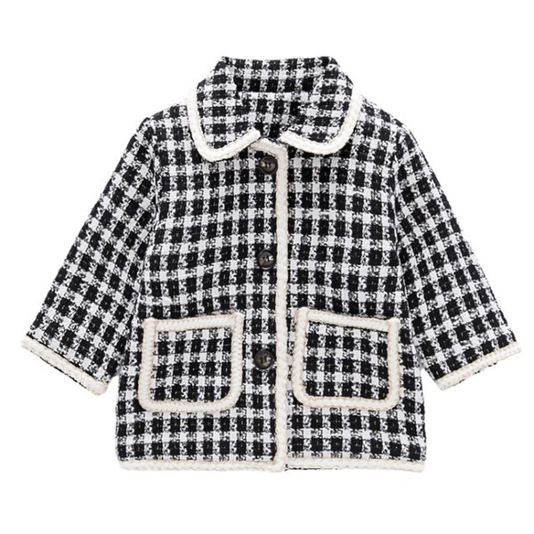 Παιδικό παλτό καρό με τσέπες και κουμπιά για κορίτσια