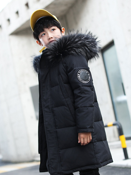 Laste talvejope poistele, kapuutsil pruunid või mustad udusulg