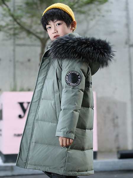 Laste talvejope poistele, kapuutsil pruunid või mustad udusulg