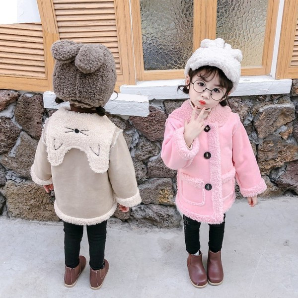 Παιδικό παλτό με κουμπιά και κεντήματα για κορίτσια