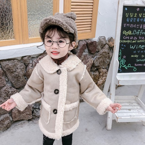 Παιδικό παλτό με κουμπιά και κεντήματα για κορίτσια