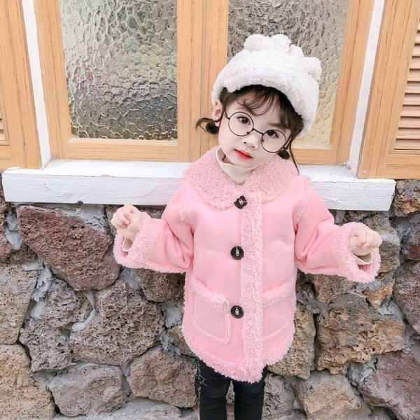 Παιδικό παλτό με κουμπιά και κεντήματα για κορίτσια