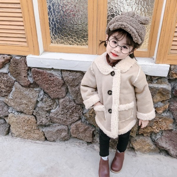 Παιδικό παλτό με κουμπιά και κεντήματα για κορίτσια