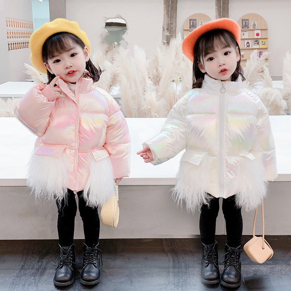 Νέο μοντέλο χειμερινό παιδικό μπουφάν για κορίτσια με ψηλό γιακά 