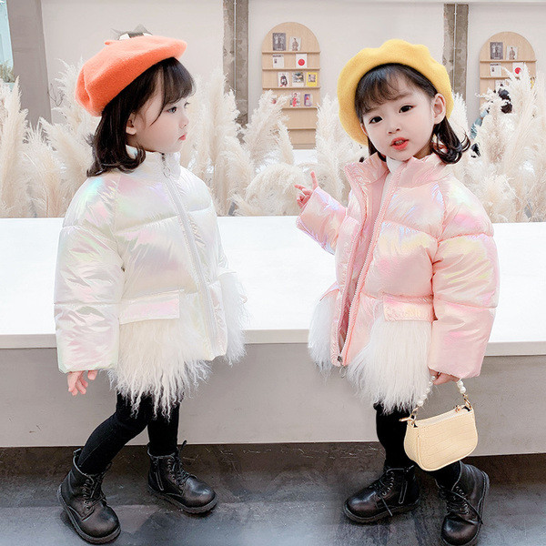 Νέο μοντέλο χειμερινό παιδικό μπουφάν για κορίτσια με ψηλό γιακά 