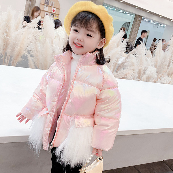 Νέο μοντέλο χειμερινό παιδικό μπουφάν για κορίτσια με ψηλό γιακά 