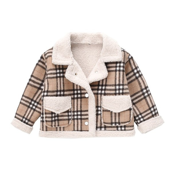 Taskutega ruuduline lastejakk tüdrukutele