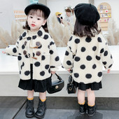 Valgete täppidega udusulgedega lastemantel tüdrukutele