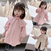 Καθημερινό παιδικό μπουφάν με κουμπιά και βολάν για κορίτσια