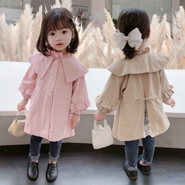 Καθημερινό παιδικό μπουφάν με κουμπιά και βολάν για κορίτσια