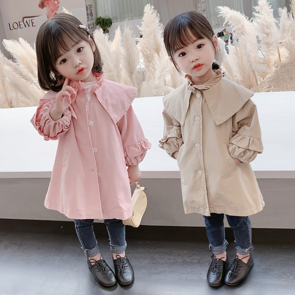 Καθημερινό παιδικό μπουφάν με κουμπιά και βολάν για κορίτσια