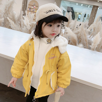 Kapuutsiga ja vöökohal lipsudega laste vabaaja jope tüdrukutele