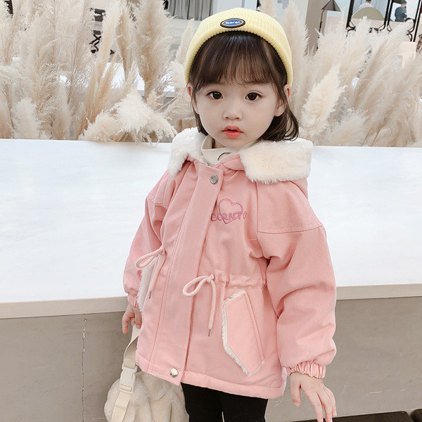 Kapuutsiga ja vöökohal lipsudega laste vabaaja jope tüdrukutele