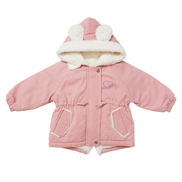 Kapuutsiga ja vöökohal lipsudega laste vabaaja jope tüdrukutele