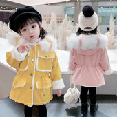 Uue mudeli talve laste jope tüdrukutele kapuutsi ja udusulega