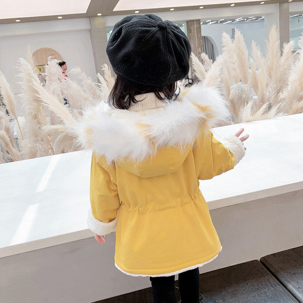 Uue mudeli talve laste jope tüdrukutele kapuutsi ja udusulega