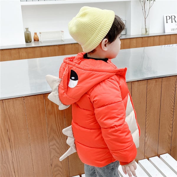 3D elemendi ja kapuutsiga laste jope poistele