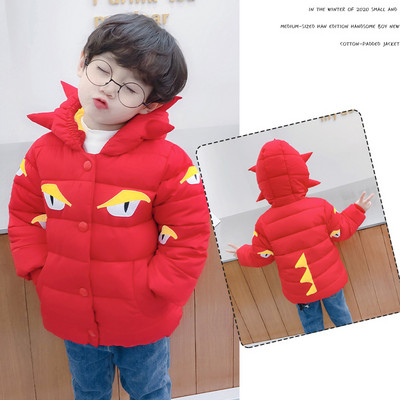 3D elemendi ja elastse kapuutsiga laste jope poistele