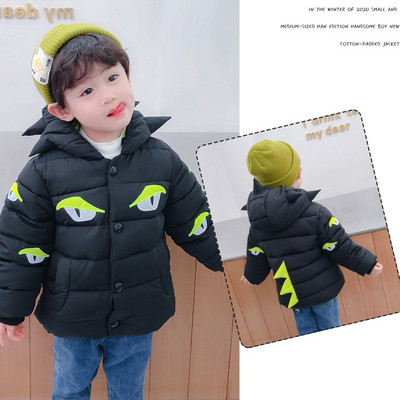 3D elemendi ja elastse kapuutsiga laste jope poistele