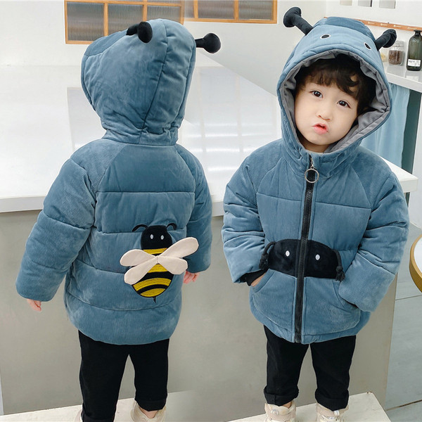 Παιδικό μπουφάν για αγόρια από βελούδο με τρισδιάστατο στοιχείο