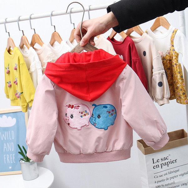 Tikandite ja kapuutsiga igapäevane laste jope tüdrukutele