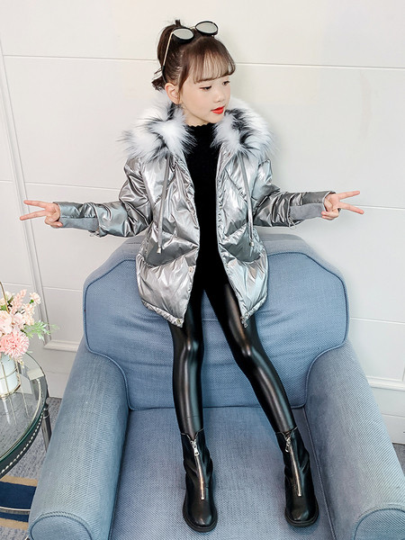 Moodne kapuutsiga laste talvejope tüdrukutele