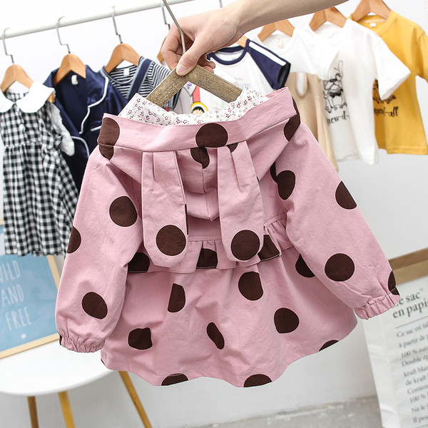 Παιδικό μπουφάν πουά με στοιχεία 3D και κουμπιά για κορίτσια