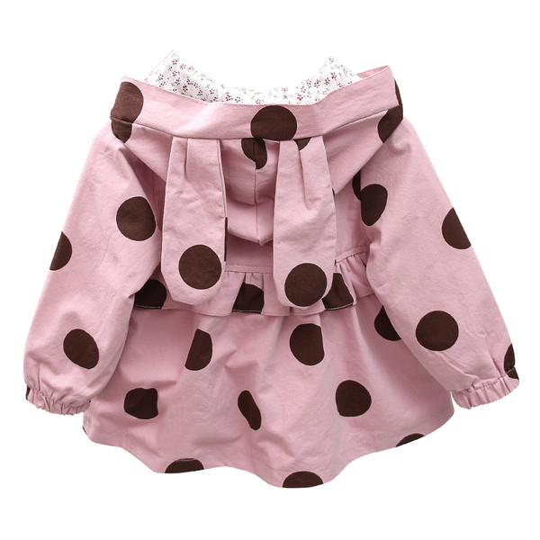 Παιδικό μπουφάν πουά με στοιχεία 3D και κουμπιά για κορίτσια