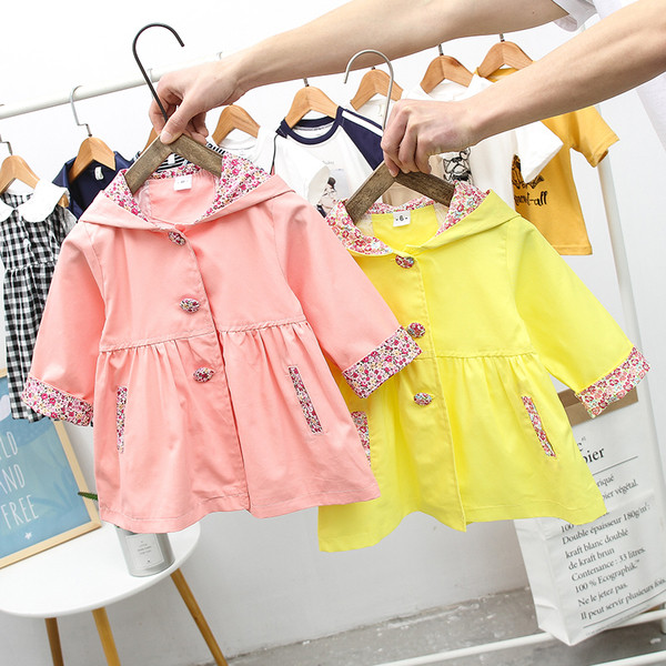 Παιδικό φθινόπωρο μπουφάν με κουκούλα και κουμπιά για κορίτσια