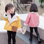 Praegune V-kujulise krae ja pehme voodriga laste jope tüdrukutele