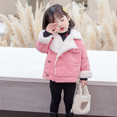 Praegune V-kujulise krae ja pehme voodriga laste jope tüdrukutele