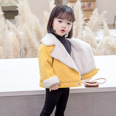 Praegune V-kujulise krae ja pehme voodriga laste jope tüdrukutele