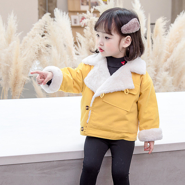 Praegune V-kujulise krae ja pehme voodriga laste jope tüdrukutele