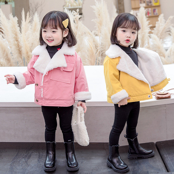 Praegune V-kujulise krae ja pehme voodriga laste jope tüdrukutele