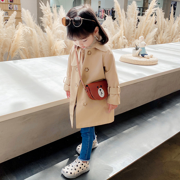 Pikk sügismantel tüdrukutele pruunis toonis