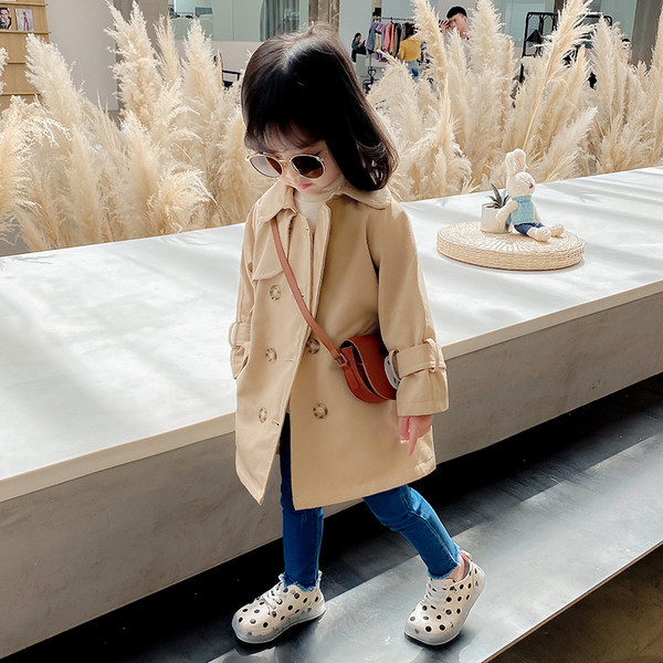 Pikk sügismantel tüdrukutele pruunis toonis