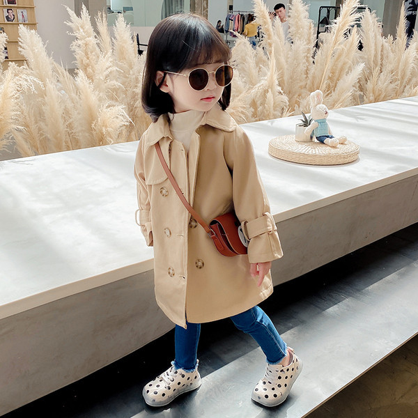 Pikk sügismantel tüdrukutele pruunis toonis