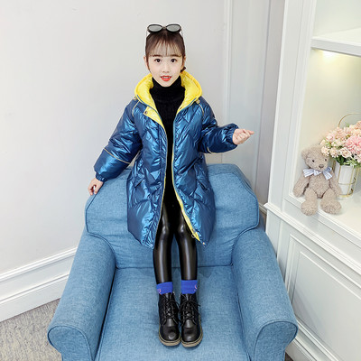 Laste talvepikk värvilise kapuutsiga jope